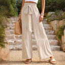 Chic Women's Palazzo Pants with Waist Tie and Pockets