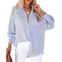 Trendy Ruffled Sleeve Blouse with Striped Design for Women