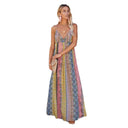 Adjustable Spaghetti Strap Maxi Dress with Deep V-Neck