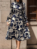 Chic Long Sleeve Dress with Trendy Graphic Print