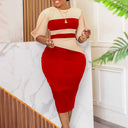 Chic Midi Dress with Three-Quarter Sleeves and Stylish Cut