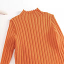 Chic Women's Ribbed Knit Dress with High Neck