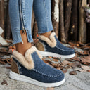 Women's Fleece-Lined Non-Slip Slippers with Stylish Stitching