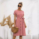 Chic Polka Dot Women's Dress with Button Placket