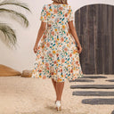 Women's Floral Midi Dress with Ruffled Hem Design
