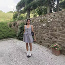 Floral Check Halter Neck Dress for Women