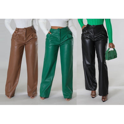 Chic Faux Leather Trousers for Women