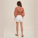 Chic Puff Sleeve Women's Cropped Blouse