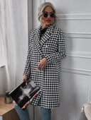 Chic Women's Checkered Long Blazer with Stylish Cut