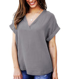 Women's Airy V-Neck Tee with Rolled Sleeves