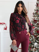 Chic Floral Print Ruffle Blouse for Women