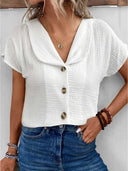 Chic Women's Button Detail T-Shirt