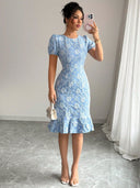 Floral Ruffled Hem Women's Dress