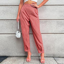 Chic High-Waist Trousers with Pleat Design for Women