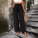 Chic Women's Pants with Elastic Waist and Pockets