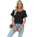 Chic Ruffle Detail Women's T-Shirt
