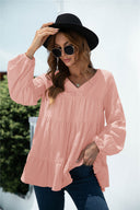 Chic Women’s V-Neck Blouse with Ruffled Design
