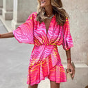 Animal Print Women's Wrap Dress with Statement Sleeves