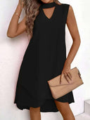 Chic Asymmetrical A-Line Dress with Keyhole Neckline