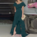 Women's Evening Dress with Ruffle Accents and Asymmetrical Hem