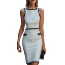Sleek Women's Business Dress with Contrast Accents and Slim Straps