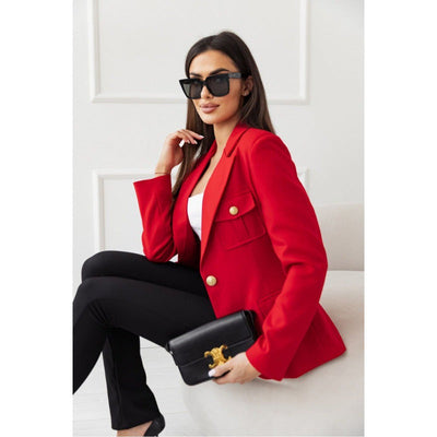 Classic Double-Button Blazer with Pocket Detail for Women