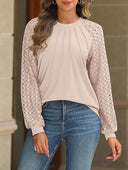 Chic Women's Top with Lace Sleeves and Gathered Accents