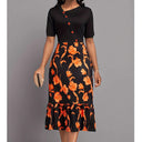 Floral Button Detail Women's Dress