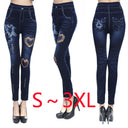 Floral Print High-Waisted Denim Leggings for Women