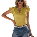 Chic Ruffled Collar V-Neck Blouse for Women