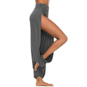 Chic Women's Palazzo Pants with Side Slits and Stretch Waistband
