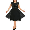 Shimmering Top Flared Skirt Cocktail Dress for Women