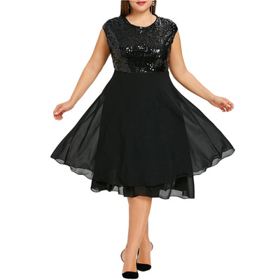 Shimmering Top Flared Skirt Cocktail Dress for Women