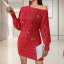 Chic Asymmetrical Mini Dress with Glamorous Sparkle