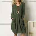 Chic Cotton Dress with Pocket Design
