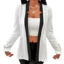 Chic Women's Textured Blazer with Stylish Button Accents