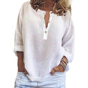 Women's Linen Button-Up Blouse with Chic Design