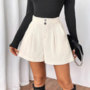 Chic Pleated Shorts with Button Accents for Women