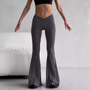 Chic Women's V-Neck Flared Pants with Decorative Stitching
