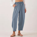 Women's Relaxed Fit Pants with Elastic Waist and Pockets