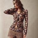 Chic Floral Print Long Sleeve Blouse for Women