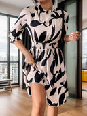 Floral Dress with Elastic Waist and Balloon Sleeves for Women