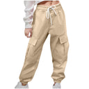 Women's Cargo Pants with Stretchy Waist and Side Pockets