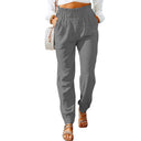Women's Cotton Trousers with Elastic Waist and Handy Pockets