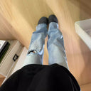 Chic High-Waisted Flared Jeans with Trendy Rips for Women