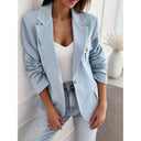 Chic Women's Blazer with Stylish Pockets and Gold Accents