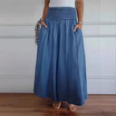 Women's Stylish Wide-Leg Trousers with Stretch Waist and Pockets