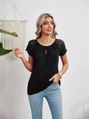 Ladies Lace Sleeve Short Sleeve Blouse