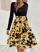 Floral Midi Dress with Smocked Bodice
