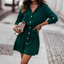 Chic Women's Shirt Dress with Knot & Pocket